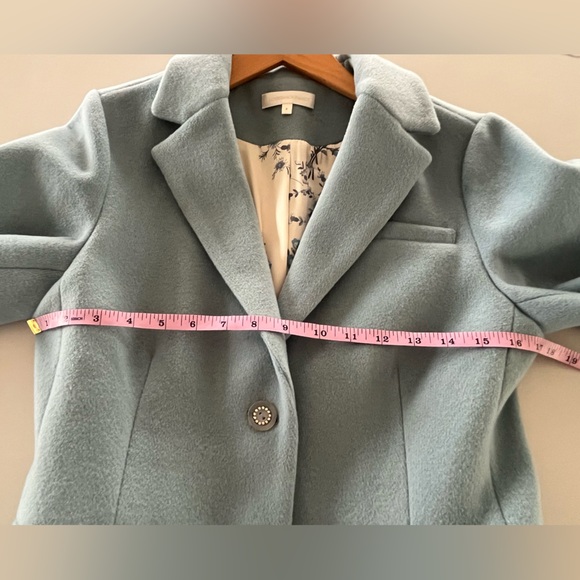 LoveShackFancy Lula Wool Blend Blazer Coat Robin’s Egg Blue - Crystal Buttons- 6 - Picture 12 of 15